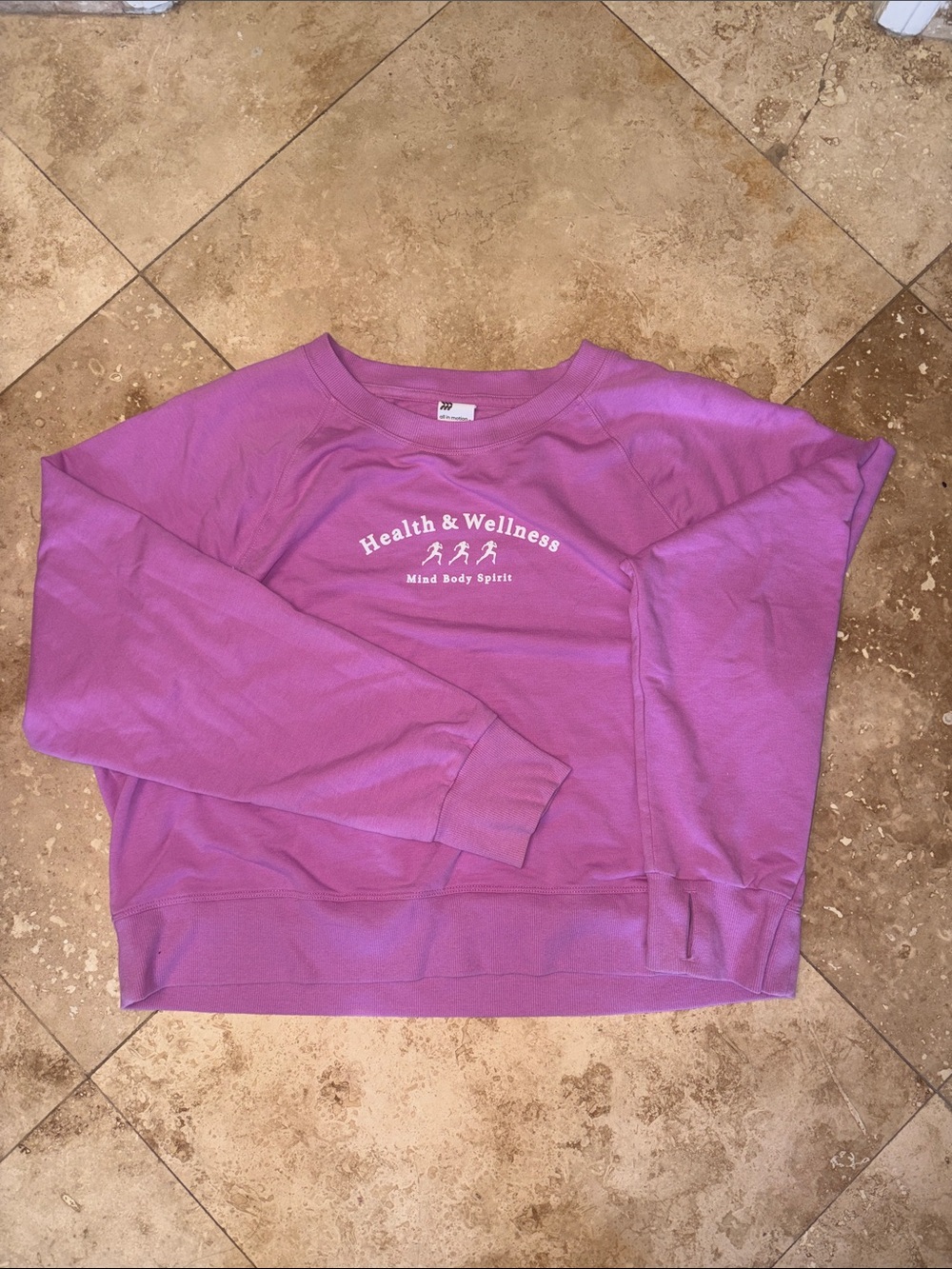all in motion Mind Body Spirit pink purple  women’s Sweatshirt thumb holes